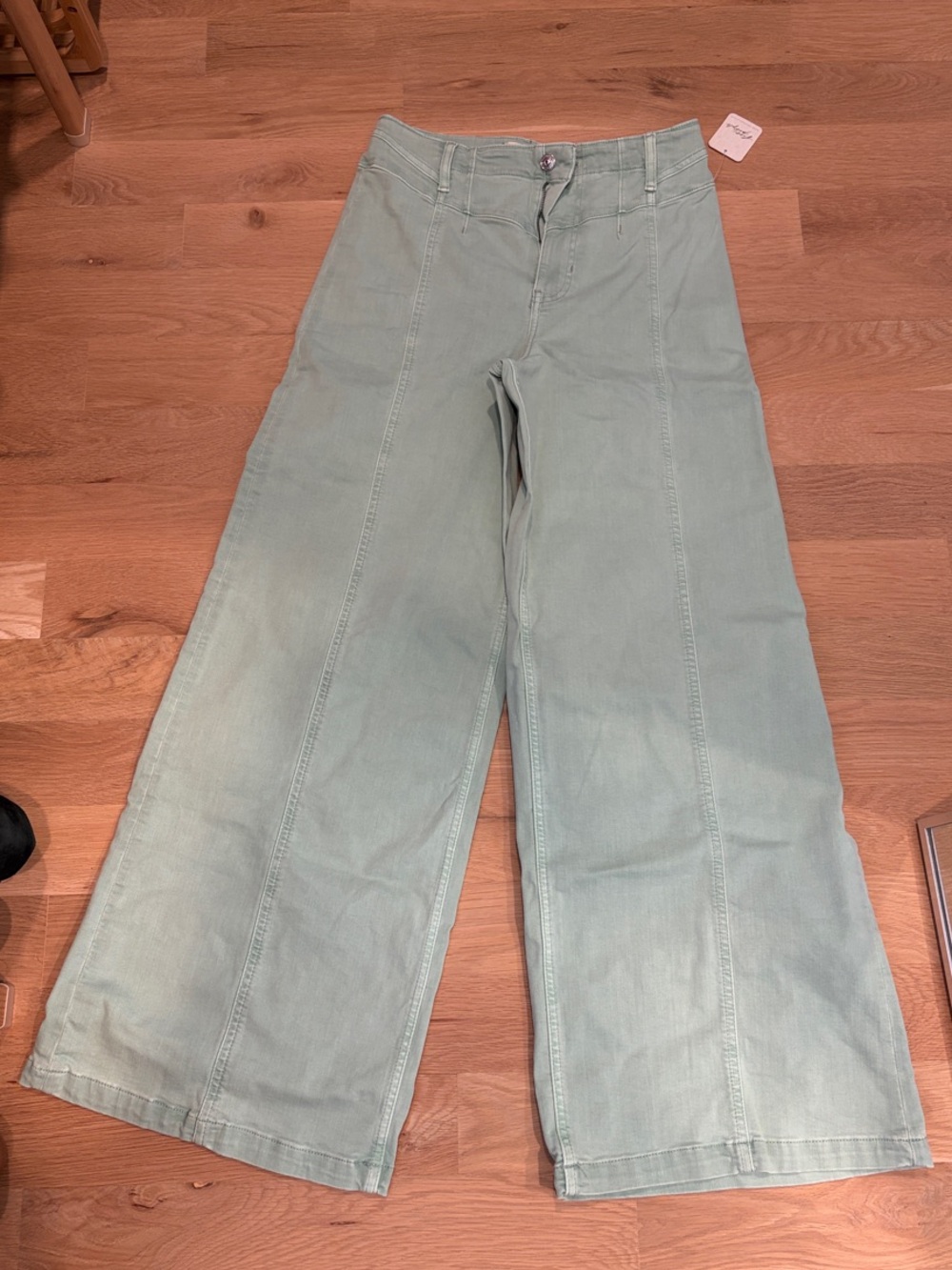 Free People Mint Green Wide-Leg Jeans